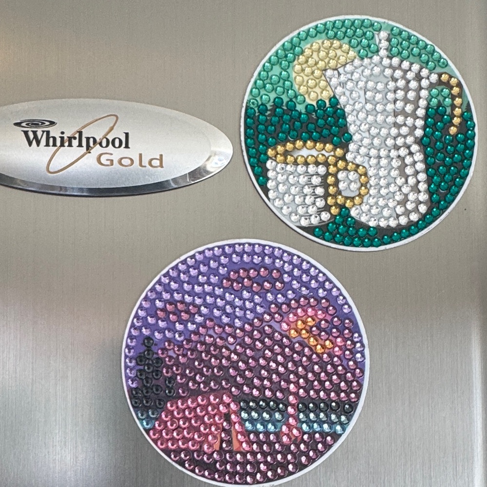 ✨ Handcrafted Diamond Art Magnet Set – Cozy Coffee & Camping Night - Set of 2 - Picture 2 of 7
